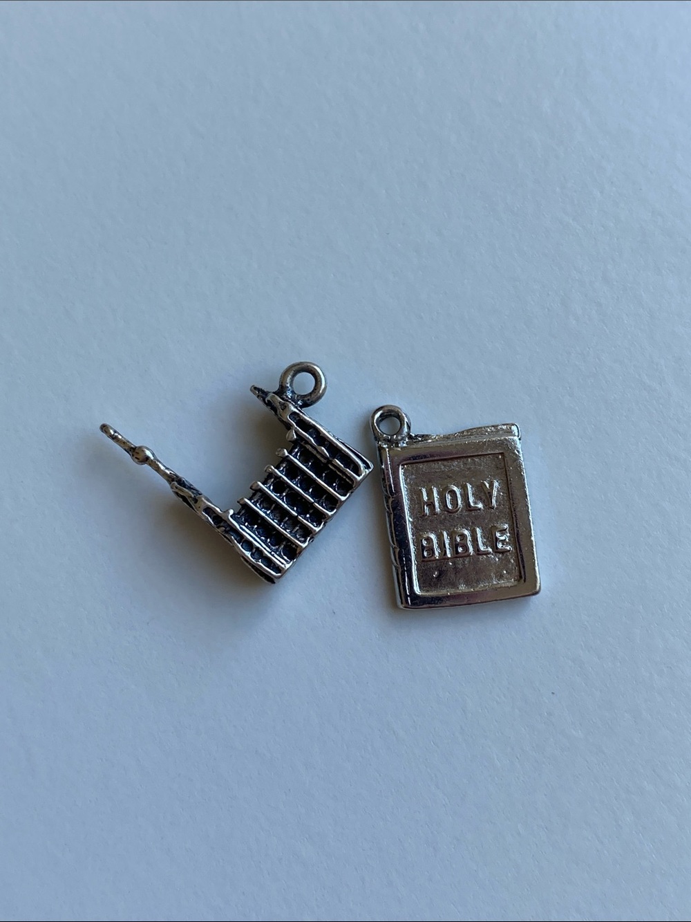 Vintage Silver Holy Bible and Mormon Temple charms